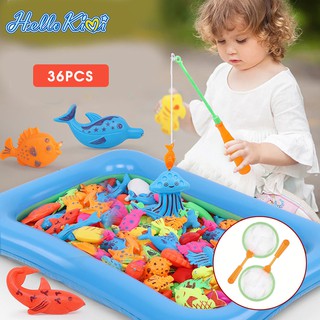 4 Rod Nets and 42 Colorful Magnetic Fish for Kiddie Pool Toddler Bath Toys Water Toys Fishing Game HCHLQL Magnetic Fishing Pool Toys Bath Toys for Kids 4 Fishing Poles with Working Reels 