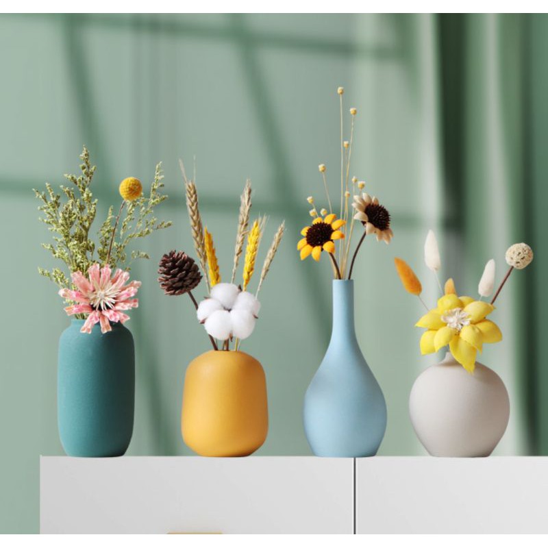 4 Pcs Modern Nordic Vase Ceramic Pot Artificial Flower Dry Flower Home Decor Pasu Bunga Ceramik Hiasan Rumah Shopee Singapore