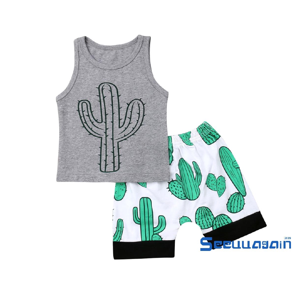 Gmlbaby Boy Summer Clothes Sleeveless Cactus Vest Tops Shorts Outfits Set Shopee Singapore - cactus roblox arsenal