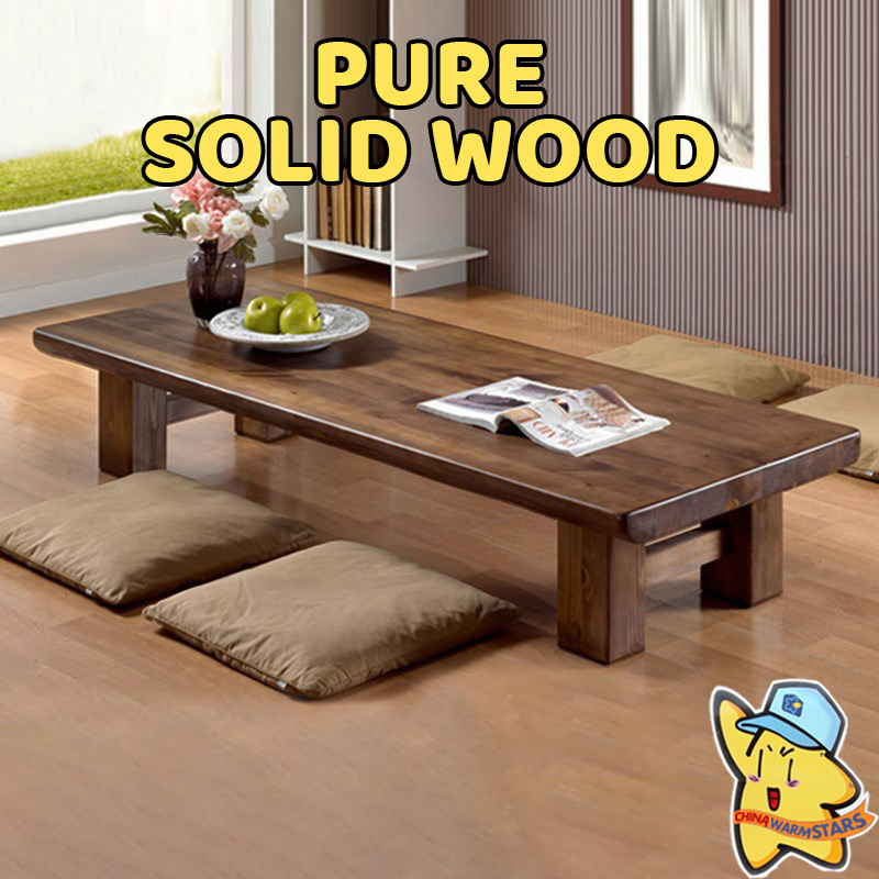 Japanese Style Wood Side Table Modern Home Bedroom Coffee Table Floor Tatami Easy To Assemble Long Table Shopee Singapore