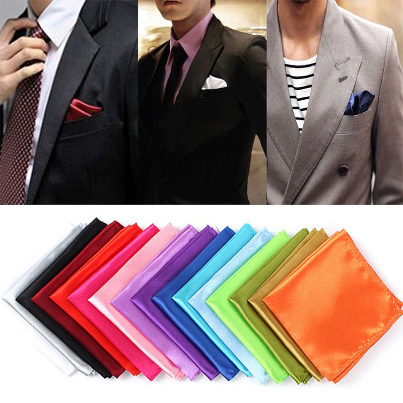 New Men Satin Silk Pocket Square Hankie Hankerchief Wedding Party Formal Suits