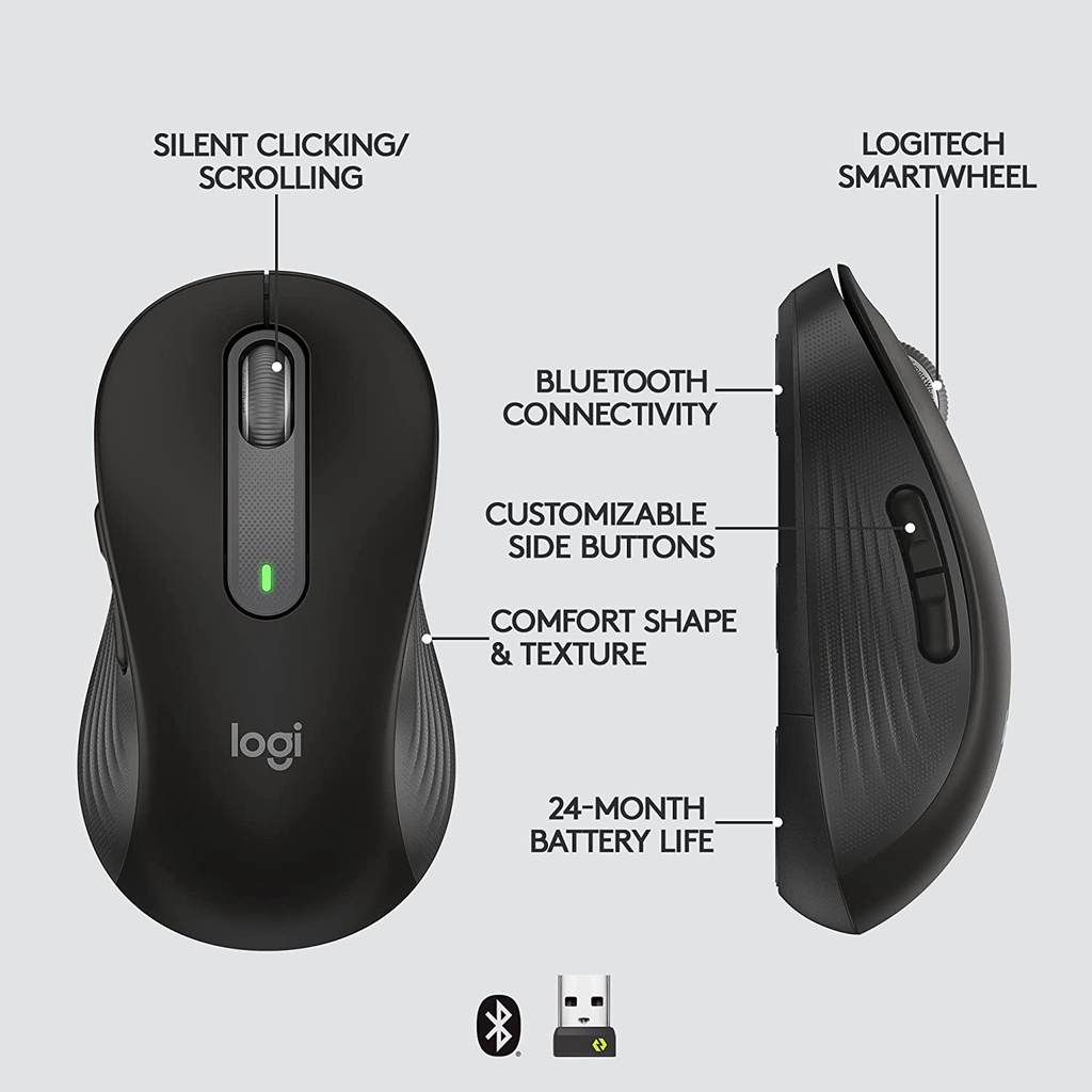 Logitech Signature M650 Wireless Mouse Silent Clicks, Customisable