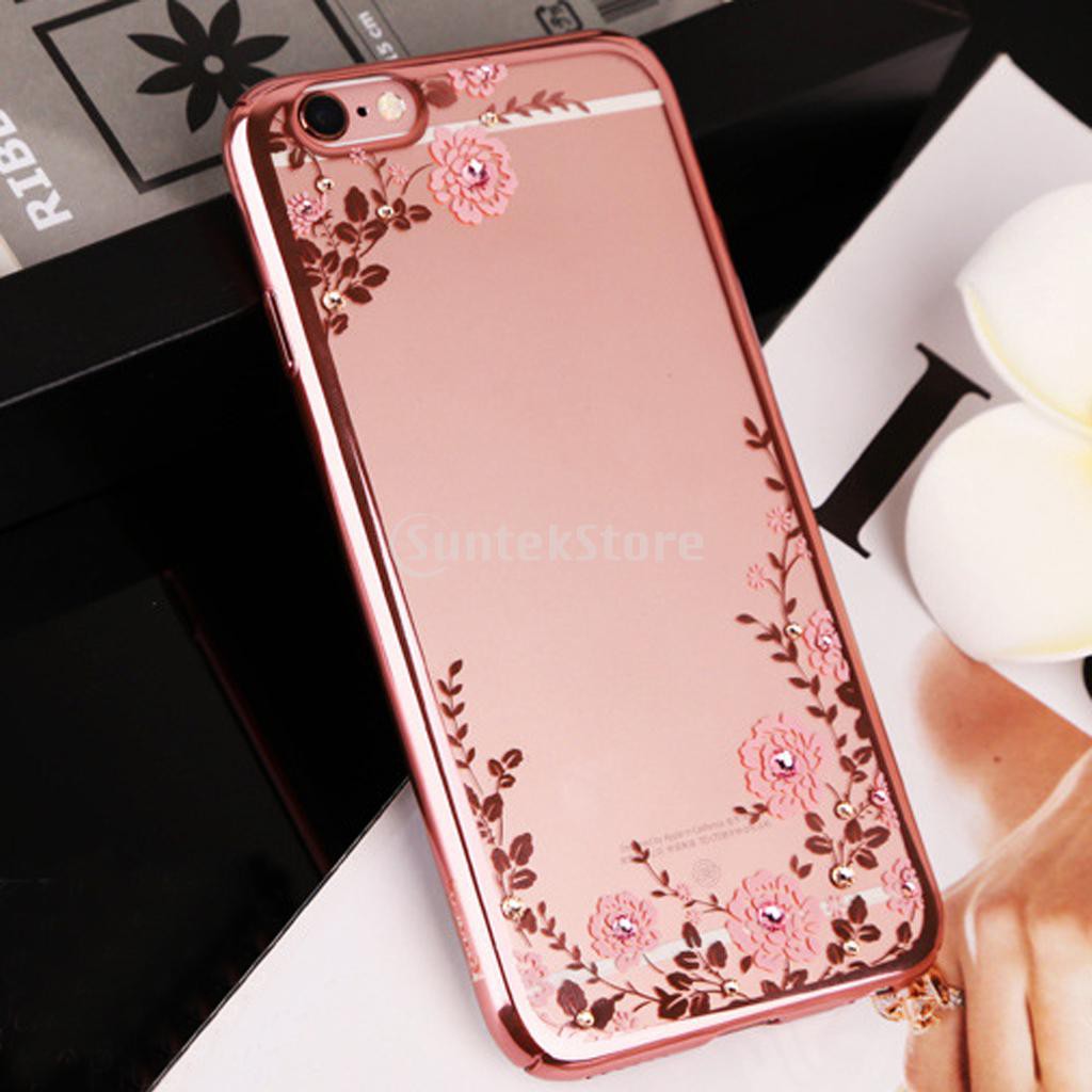 Crystal Flower Phone Case Cover For Iphone 6 6s Plus Rose Gold Pink Flower Shopee Singapore