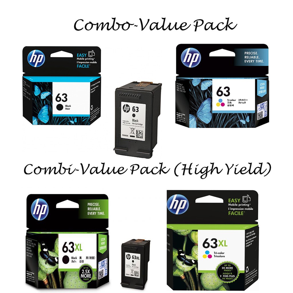 Hp 63 Hp 63xl Original Ink Cartridge Combo Value Pack Black And Tricol Shopee Singapore 8002