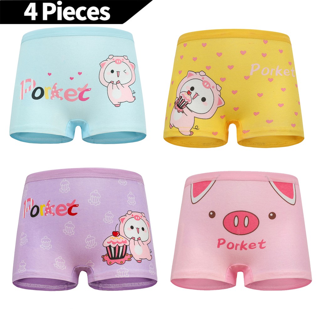 4 PCS/set Cartoon Pig Children Underwear Girls Underpants Soft Cotton ...