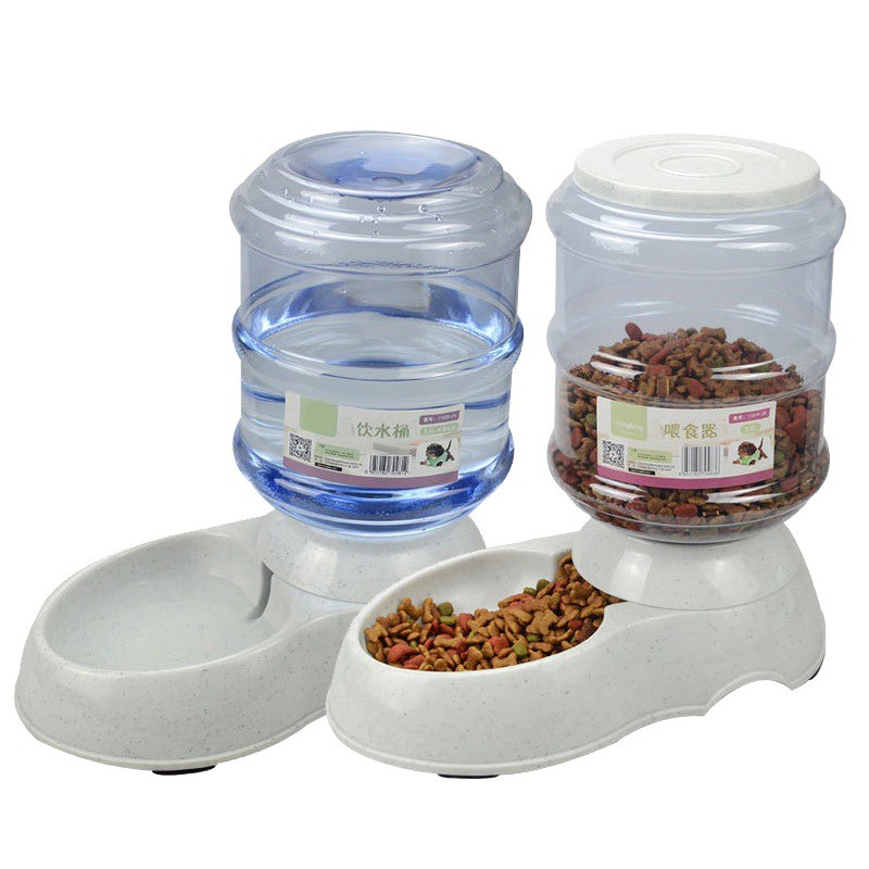 Automatic Water Pet Feeder Cat Dog Bowl Dos Cafe Waterer Pearl Tan