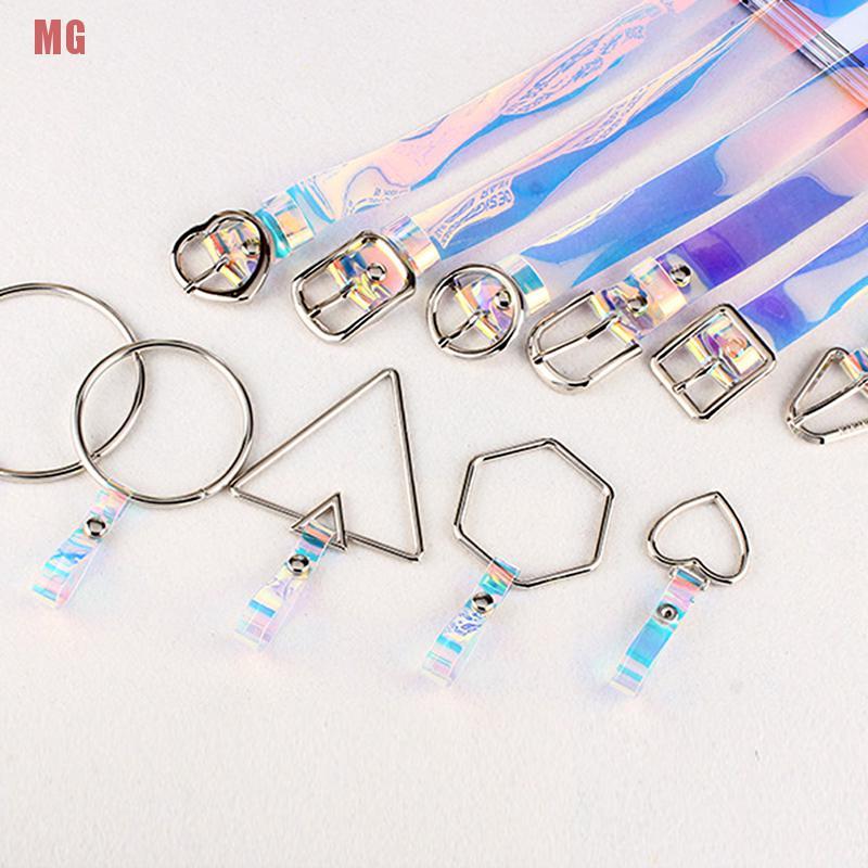Women Transparent Rainbow Punk Clear Buckle Wide Waist Circle Belt Waistband