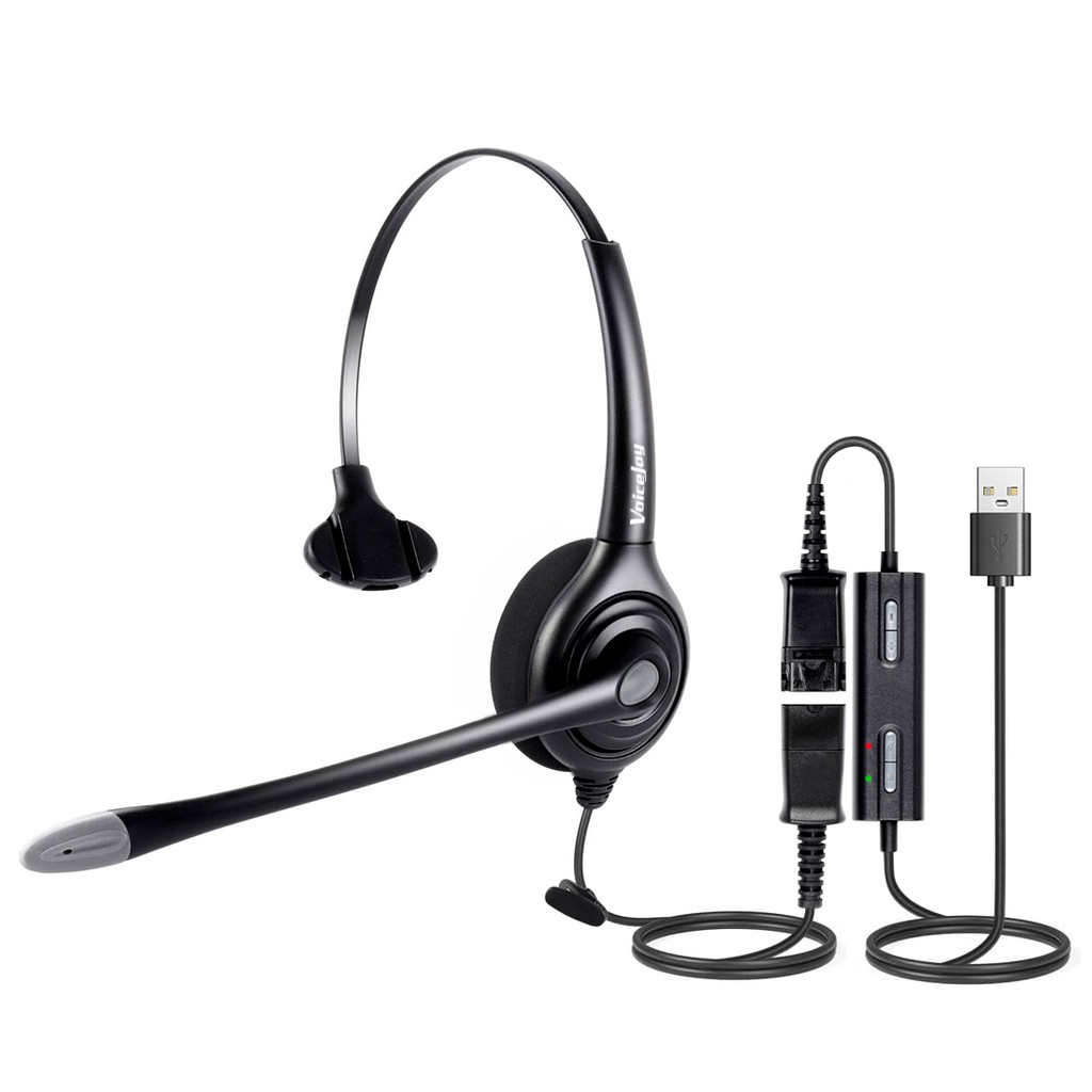 Mute Volume Control for Calls on Laptops PCs Computers USB Plug Corded Headphone Call Center Comfort Noise Cancelling Headset with Adjustable Mic Binaural 