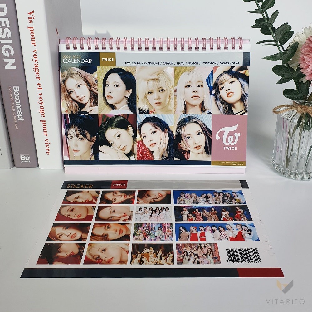 22 23 Twice Photo Desk Calendar Pink Ver Sticker Set Included 2 Years Use Shopee Singapore