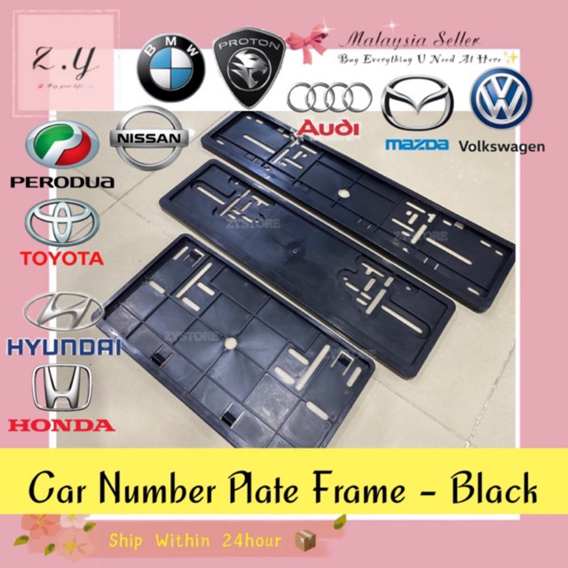 Shop Malaysia Readystock 1pcs Universal Car Number Plate Frame Black Shopee Singapore