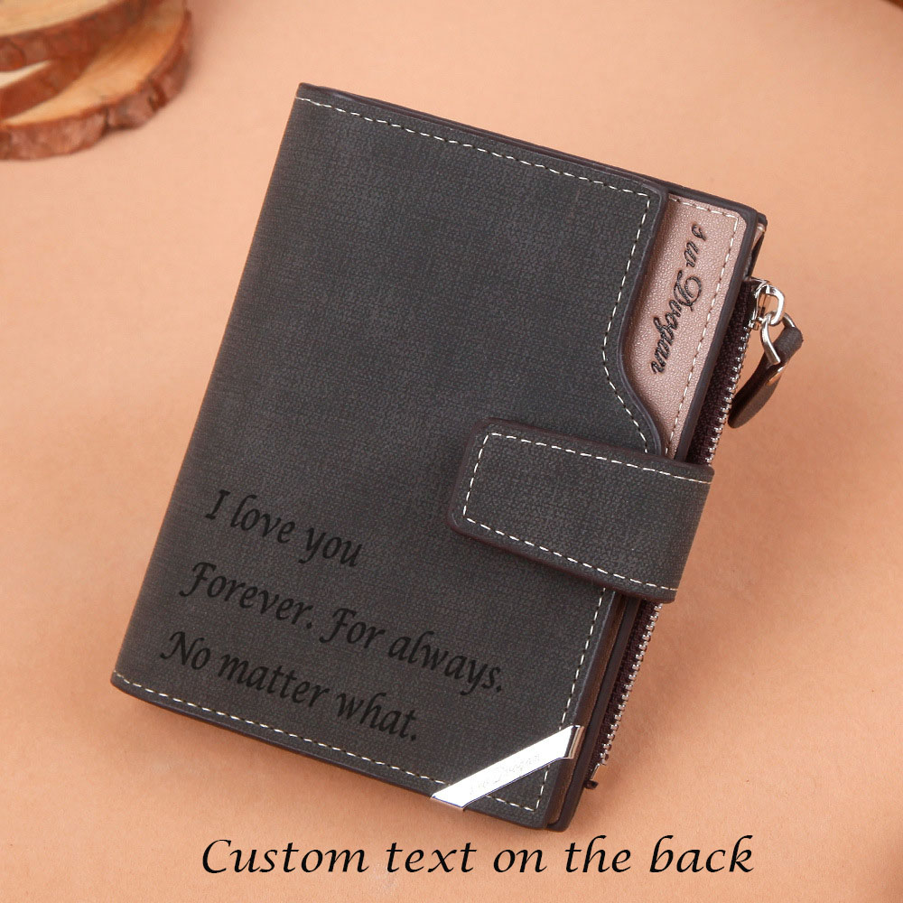 Fathers Day Gift Men Short Wallet Famous Luxury Brand Design Custom Personalized Photo Wallets Purse Gift for Men Husband