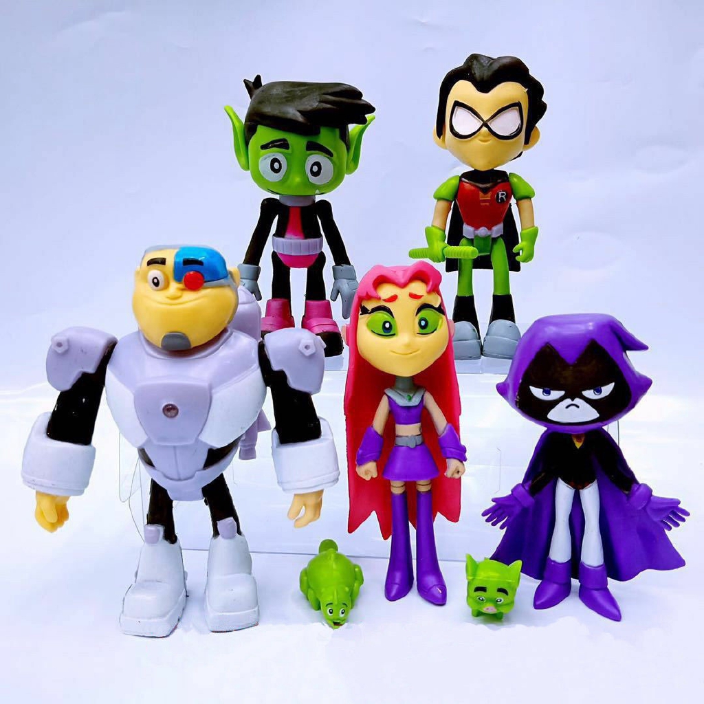 7pcs Set Action Figure Toy Teen Titans Go Robin Cyborg Beast Boy Starfire Raven Silkie Pvc Toys Shopee Singapore - starfire raven roblox