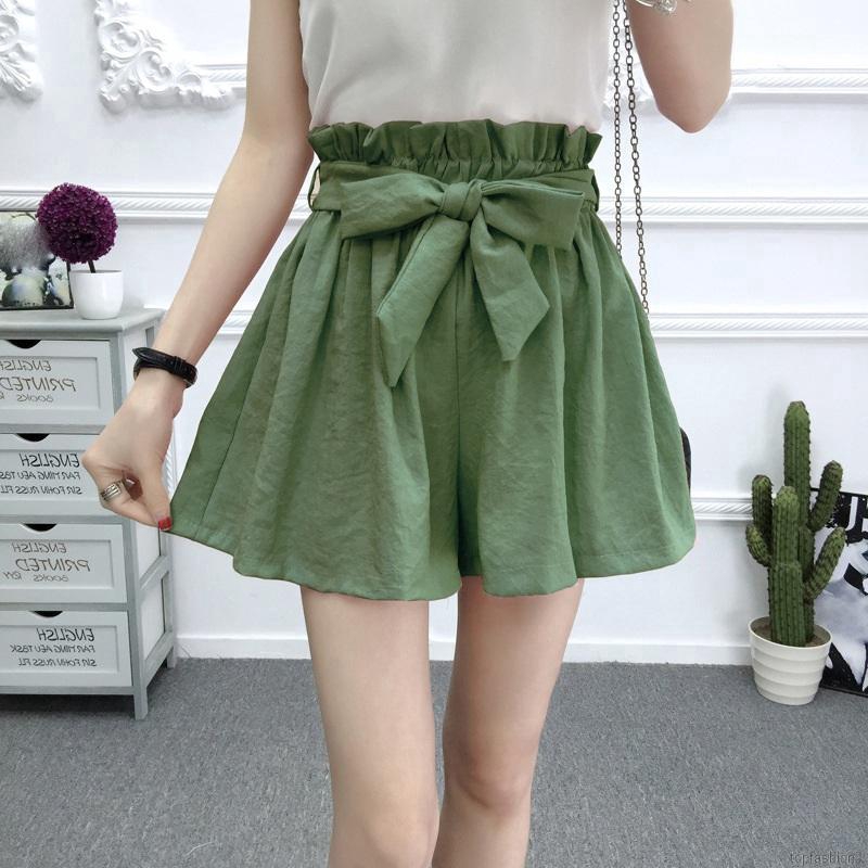 high waisted bow shorts