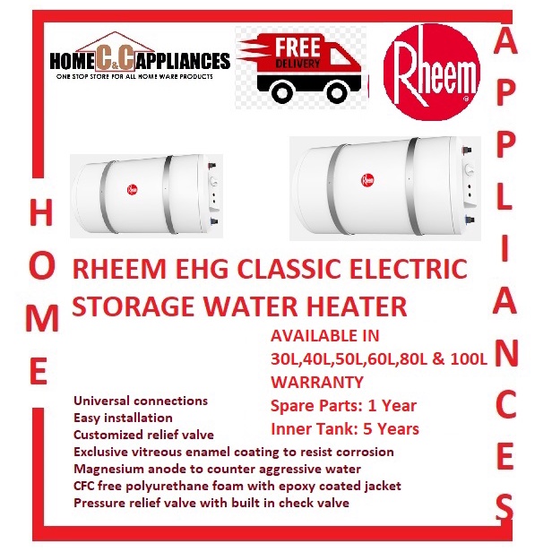 RHEEM EHG30/40/50/60/80/100 Classic Electric Storage Water Heater