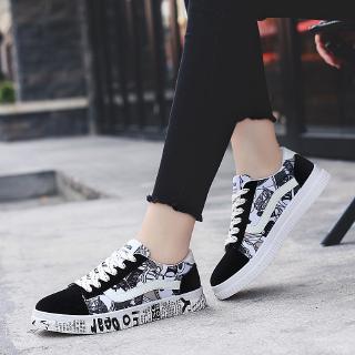 READY STOCK Graffiti Fashion Plus Size 34-45 Unisex Men's Shoe Women's Couple Sneakers Low Canvas Shoes #3