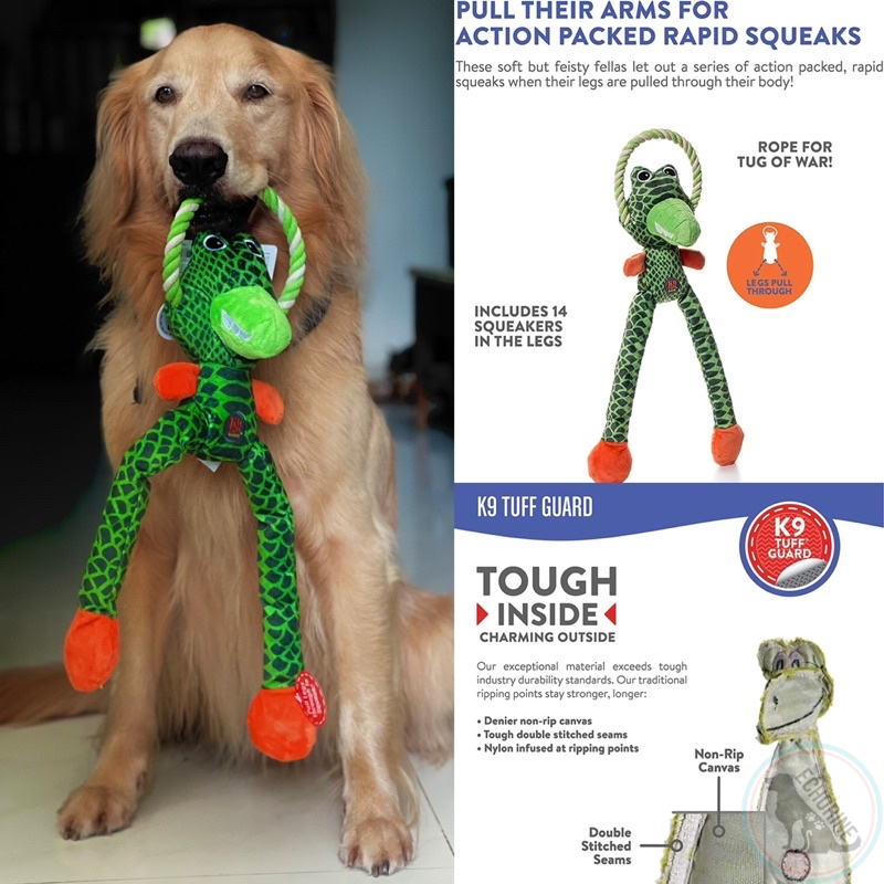 Charming Pet Thunda Tugga Bunny Plush & Squeaky Dog Tug Toy 