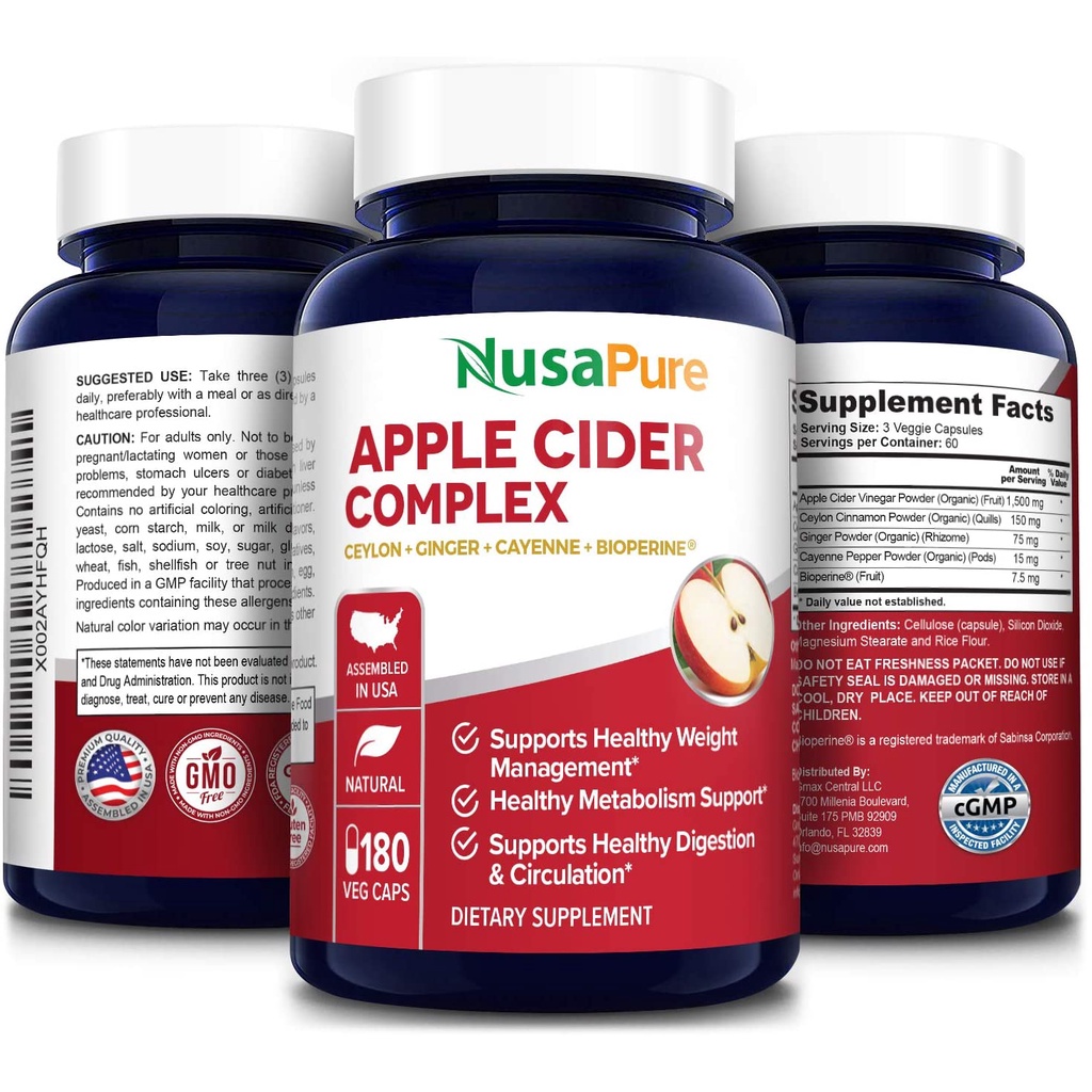 NusaPure - Apple Cider Vinegar Complex - Organic ACV and Ceylon ...