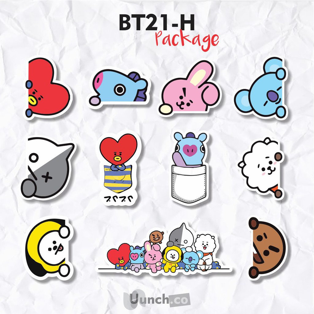 11pcs mini or regular vinyl waterproof bts bt21 sticker for phone laptop case shopee singapore