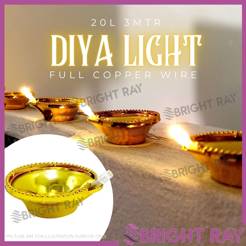 Malaysia] GOLDEN 20L Deepak Diya LED Fairy String Light Home