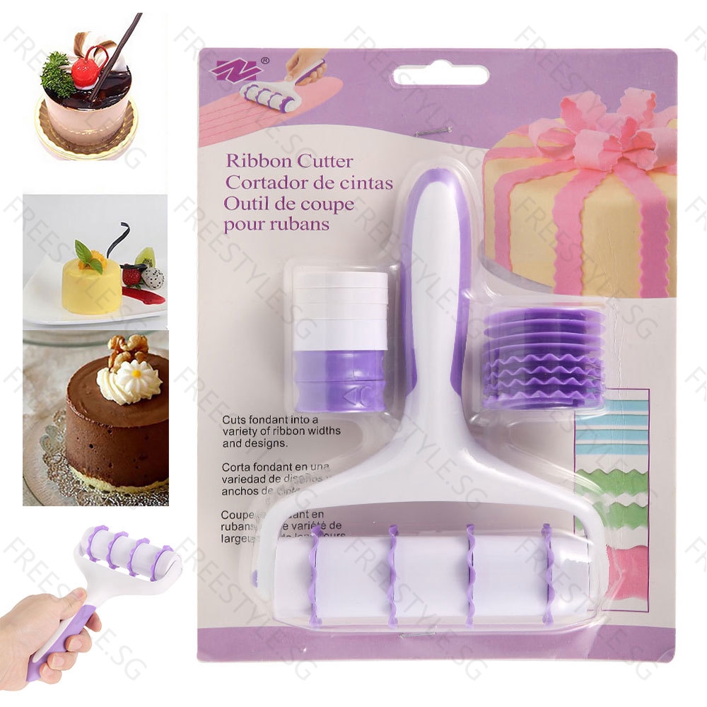 Cake Decorating Sugarcraft Fondant Ribbon Embosser Rolling Cutter Strip Tools Shopee Singapore