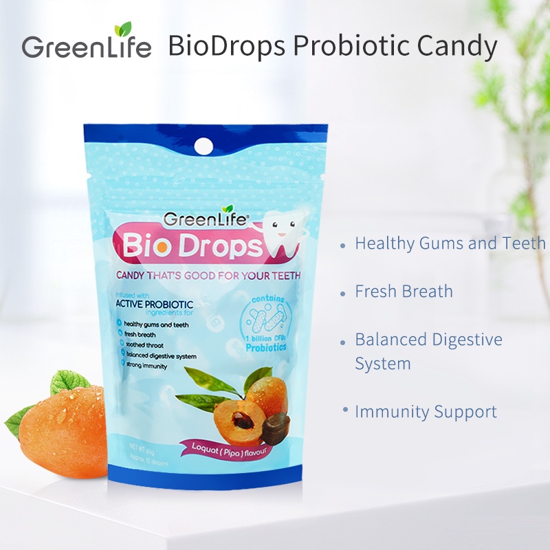 GreenLife BioDrops Probiotic Candy for Digestive & Immune System (12