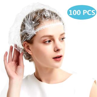 20/50/100pcs Disposable Clear Spa Hair Salon Home Shower Bathing Elastic Cap Hat 