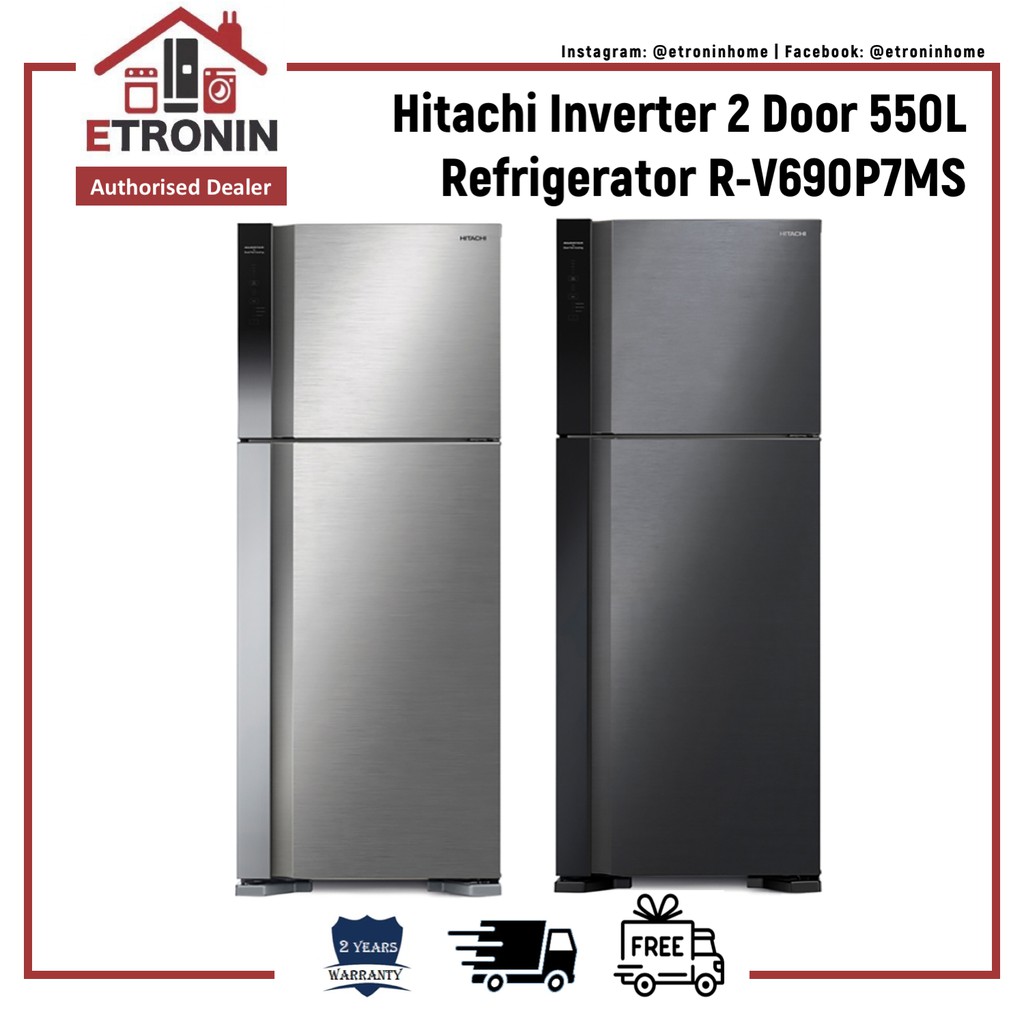 Hitachi Inverter 2 Door 550L Refrigerator RV690P7MS RV690P7MS BBK