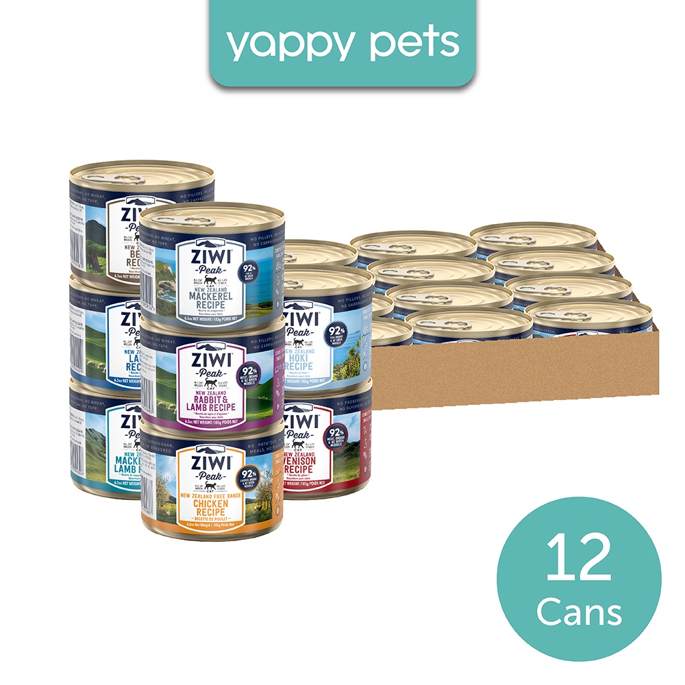 Ziwi Peak Wet Cat Food (185g x 12) Complete Diet, Meal Topper, Carton