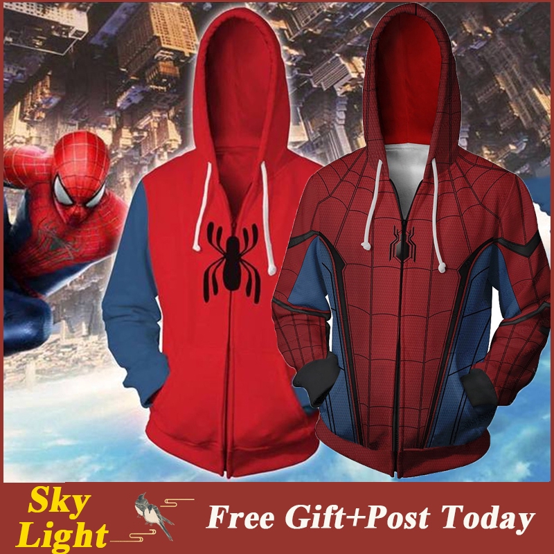 spider man zip up hoodie