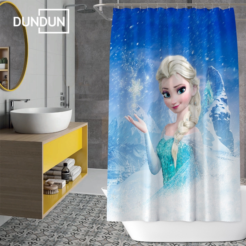 Cartoon Shower Curtain Frozen Elsa Shower Curtains Toilet Thickened Waterproof And Mildew Curtain Girl Bathroom Decor Shopee Singapore