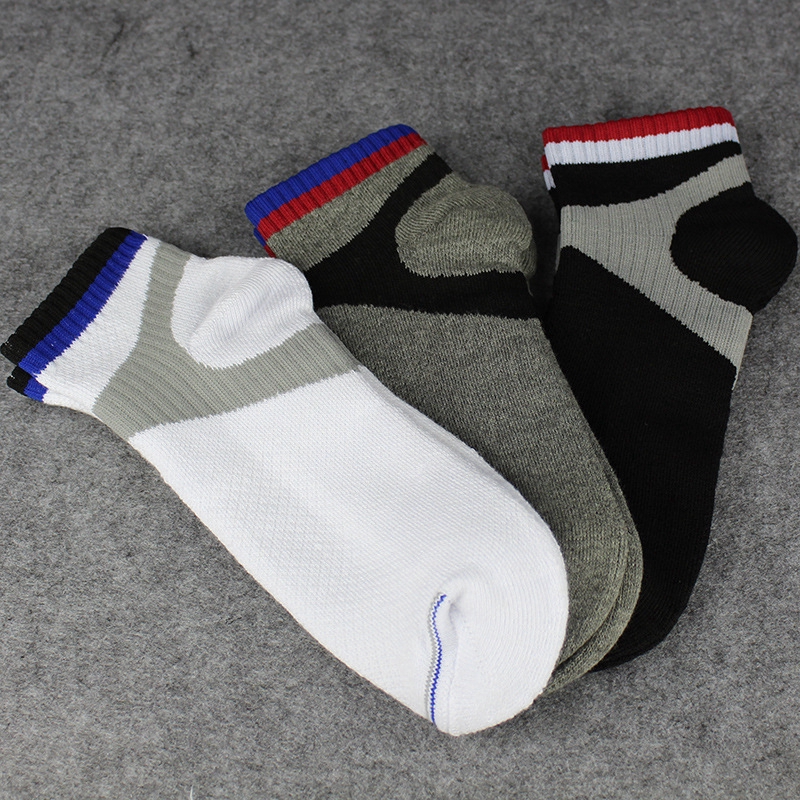 Fitstyle Men Jacquard Towel Bottom Athletic Ankle Socks Badminton Basketball Low Cut Quarter Socks 4 Pack  