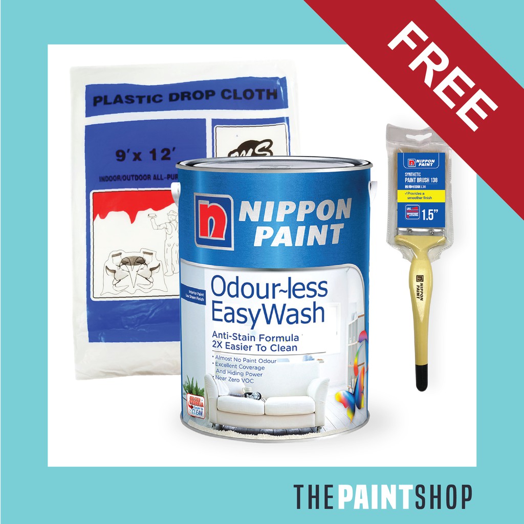  FREE PAINT SET Nippon  Paint Odour less EasyWash 