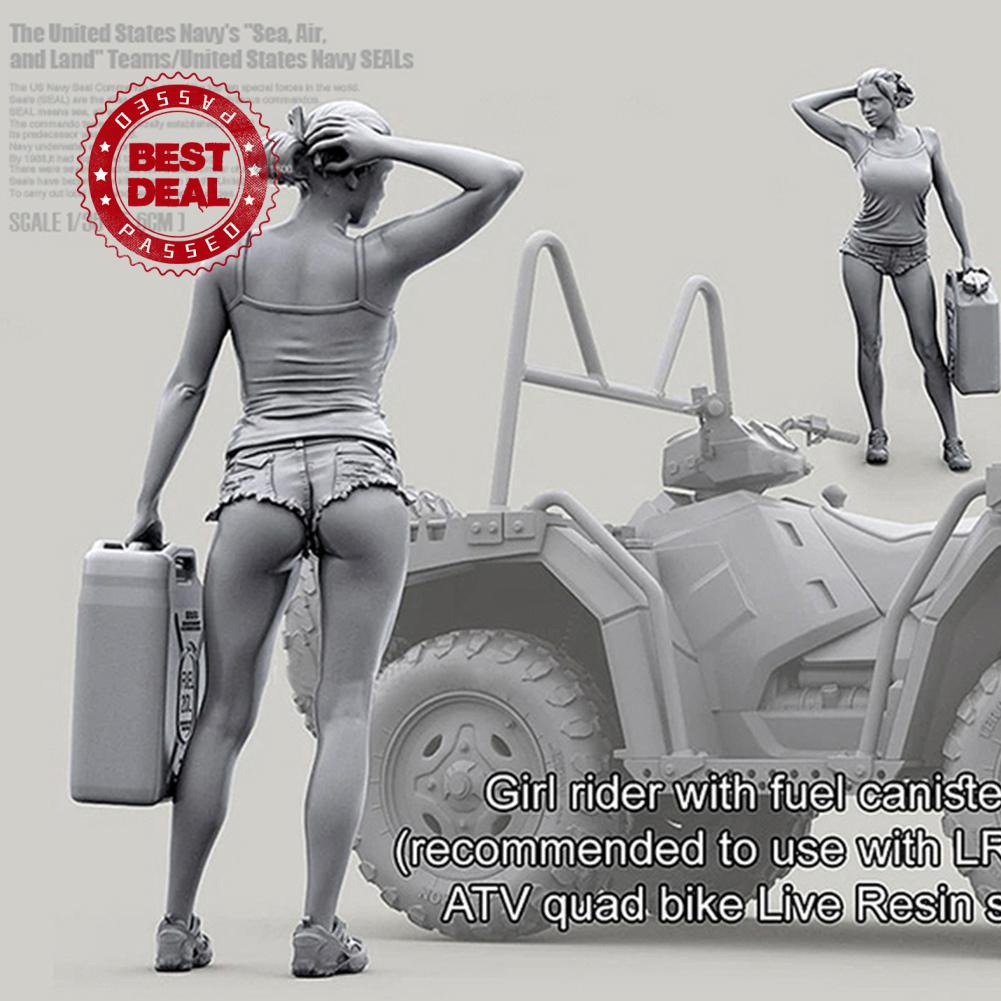 Live Resin 1/35 Girl Rider with Fuel Canister in Baseball Cap