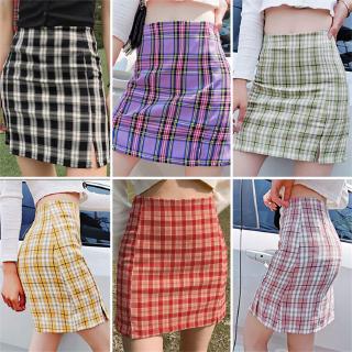 Image of Vintage Plaid Women Mini Skirts