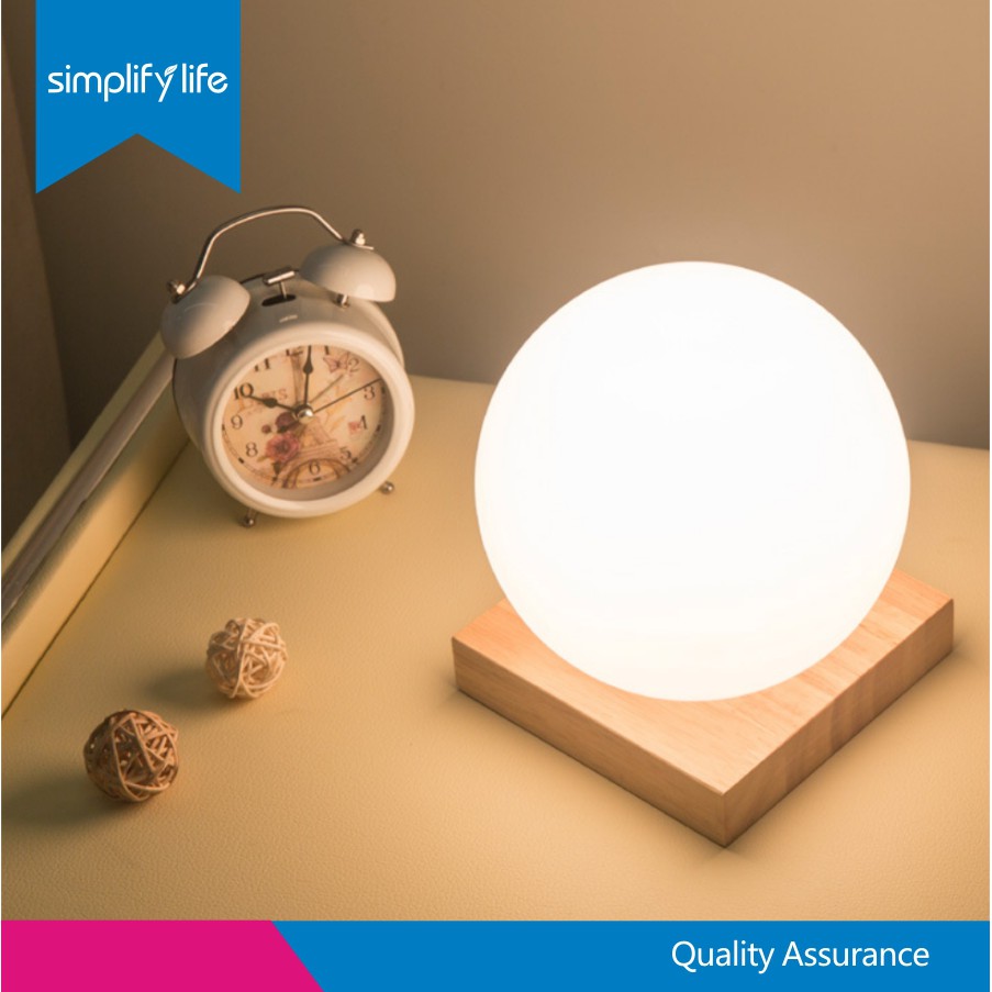 Bedside Lamp Modern Minimalist Table Lamp Desk Bedroom Bedside Ball Solid Wood Small Table Lamp Shopee Singapore