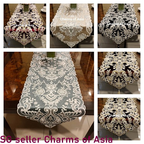 Sg Seller Ready Stock Table Runner Table Cloth Furniture Cover Placemat Malay Arabic Style Beigegreymaroonblackbrown Shopee Singapore