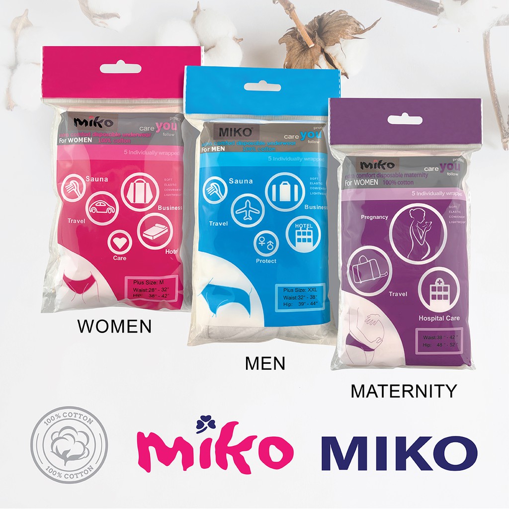 [BUY ANY 10 PACKS GET 1 PACK FREE] 100 COTTON Miko DISPOSABLE PANTY