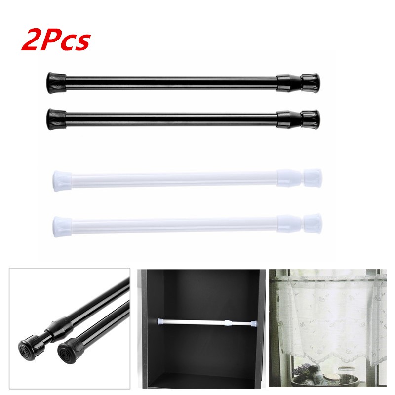 2pcs Tension Rod Spring Curtain Rods Expandable Loaded Tensions Short