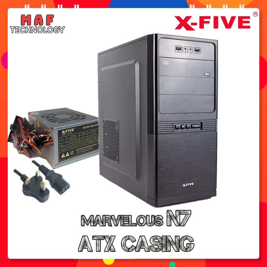 X Five Atx Casing Marvelous N7 With 500watt Power Supply Shopee Singapore