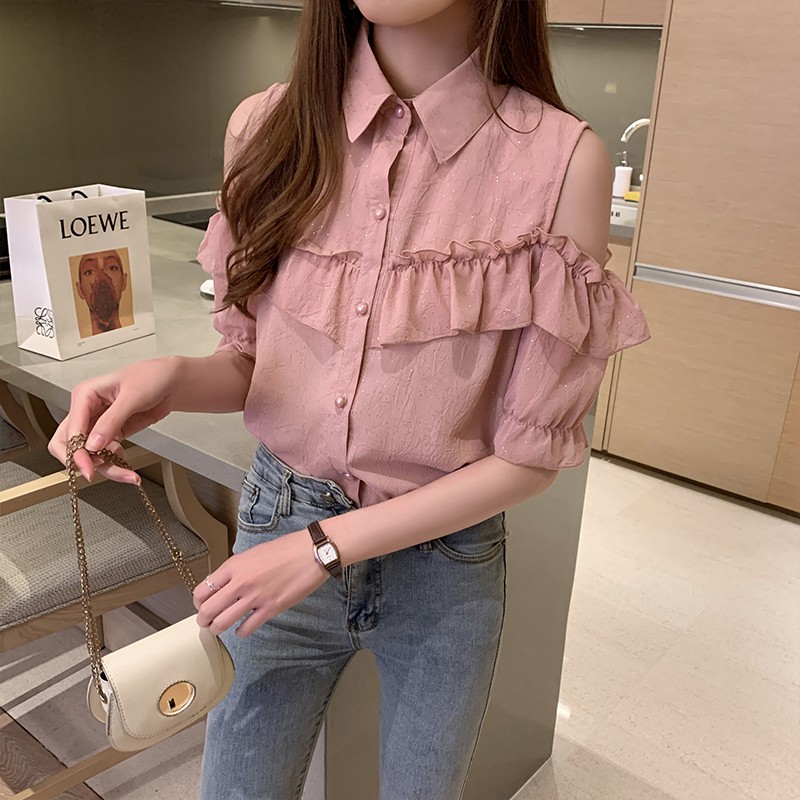 short sleeve ruffle shirt