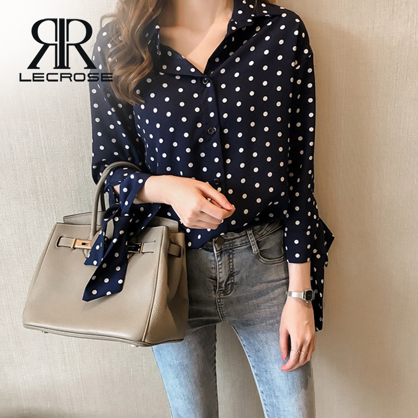 blue polka dot blouse