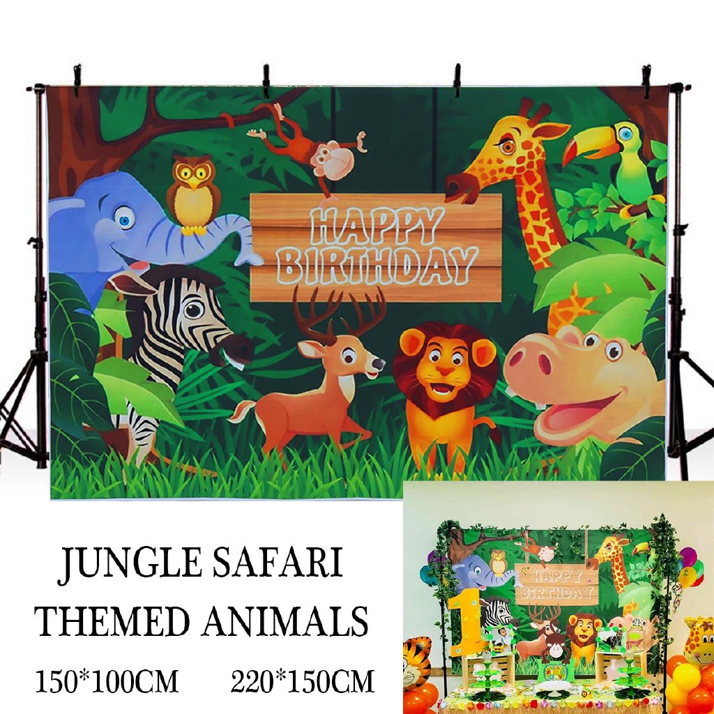 Customized Jungle Safari Party Backdrop Cloth for Wild Animal Theme