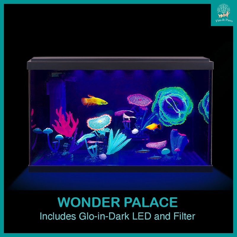 [Resun] Wonder Palace Glow Aquarium Fish Tank 37.8L (with Glow-in-Dark ...