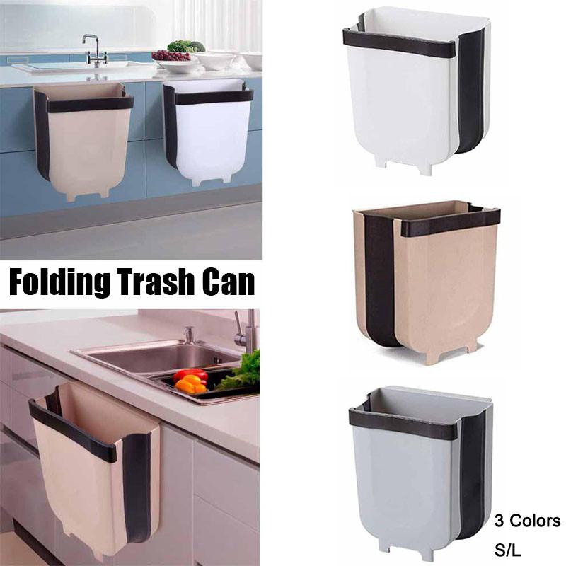 Kitchen Folding Cabinet Hanging Trash Can Wall Mounted Waste