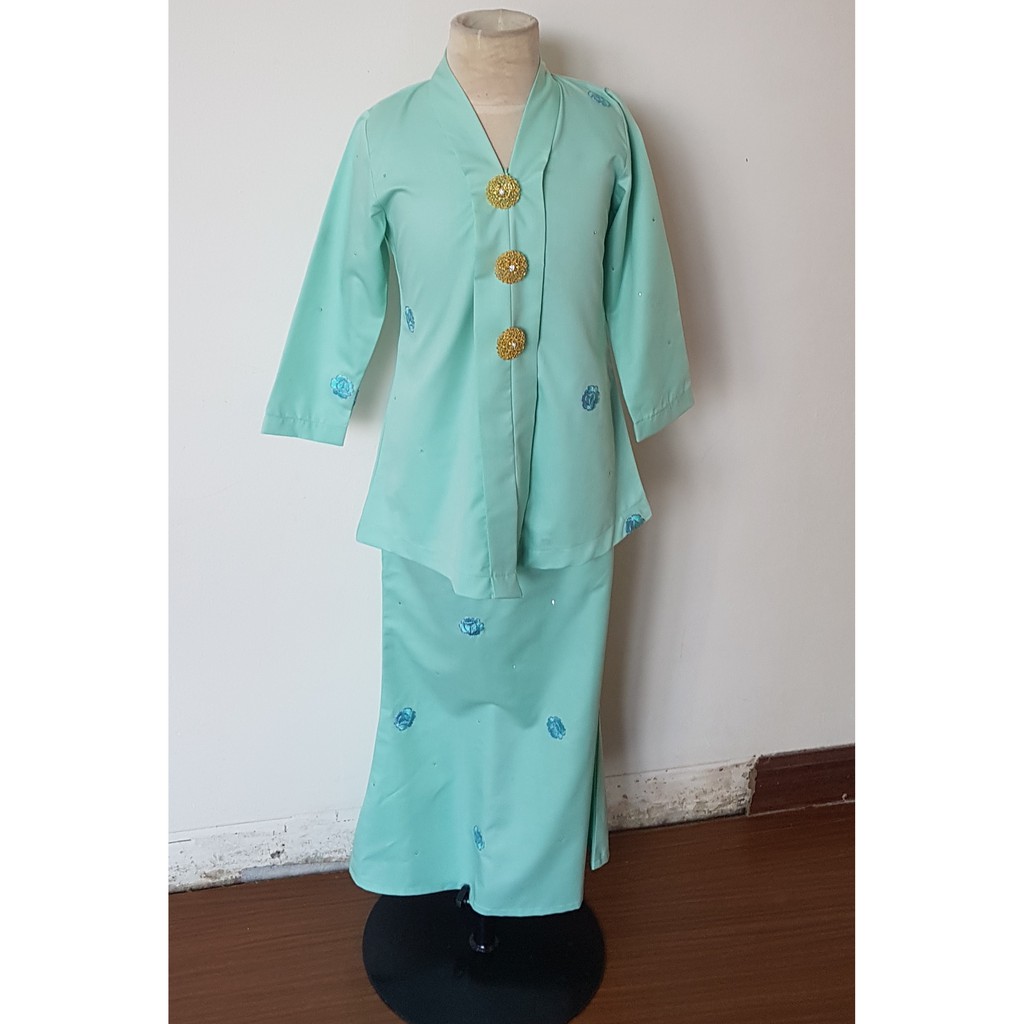 Kebaya Budak Light Green Turquoise Girls For Women Raya Family Sedondon Mayor Bead Shopee Singapore