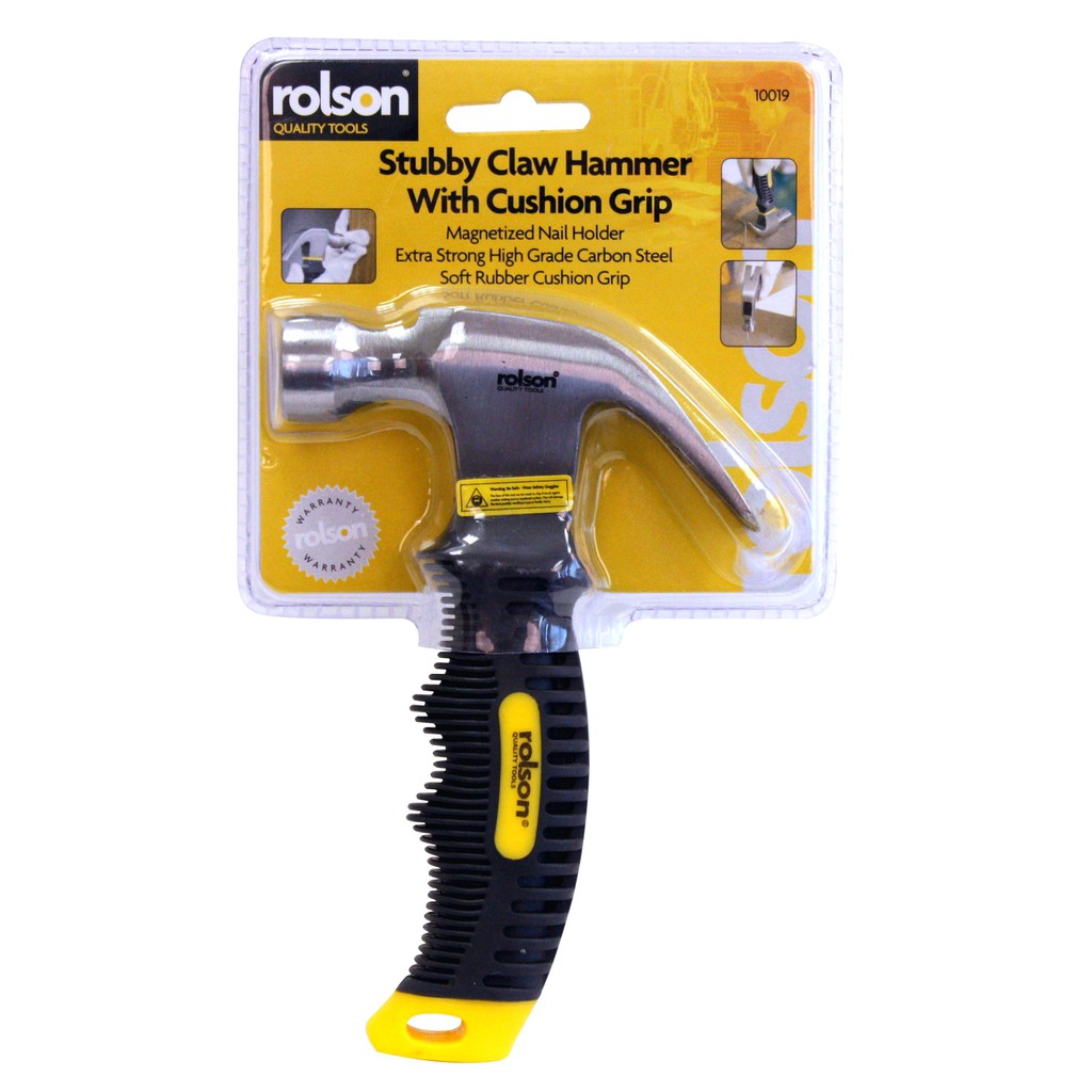 NEW 8oz Rolson Stubby Claw Hammer With Rubber Cushion Grip 