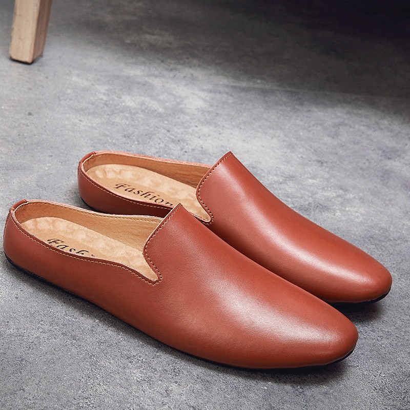 mens leather slip on house shoes