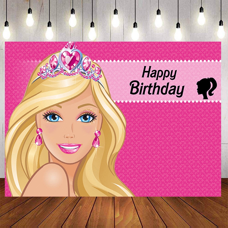 Girls Barbie Princess Birthday Party Backdrops For Photo Studio Hot Pink  Crown Gold Hair Doll Photography Backgrounds Custom Name Photo | Shopee  Singapore