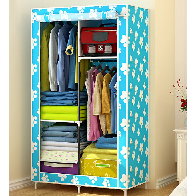 Ikayaa Fashion Portable Fabric Closet Wardrobe Cabinet Roll Up