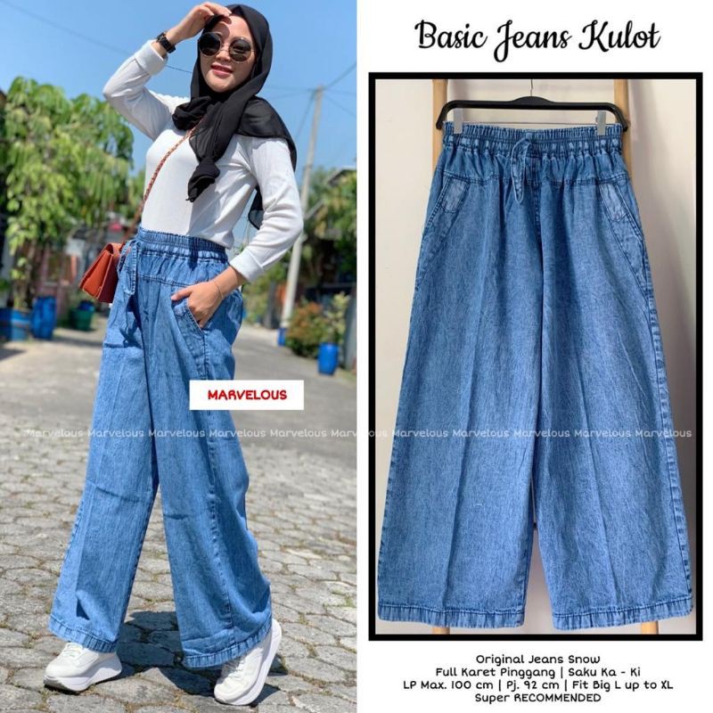 Basic Marvelous Culottes Jeans Kulot Jean Fit Women Xl Shopee Singapore